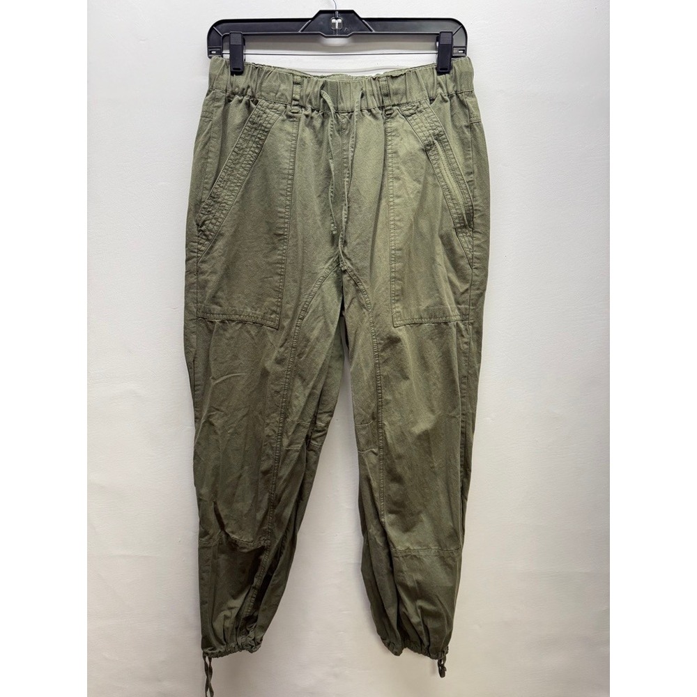 RicherPoorer Carpenter Pants Women S Green High Rise Drawstring Elastic Waist